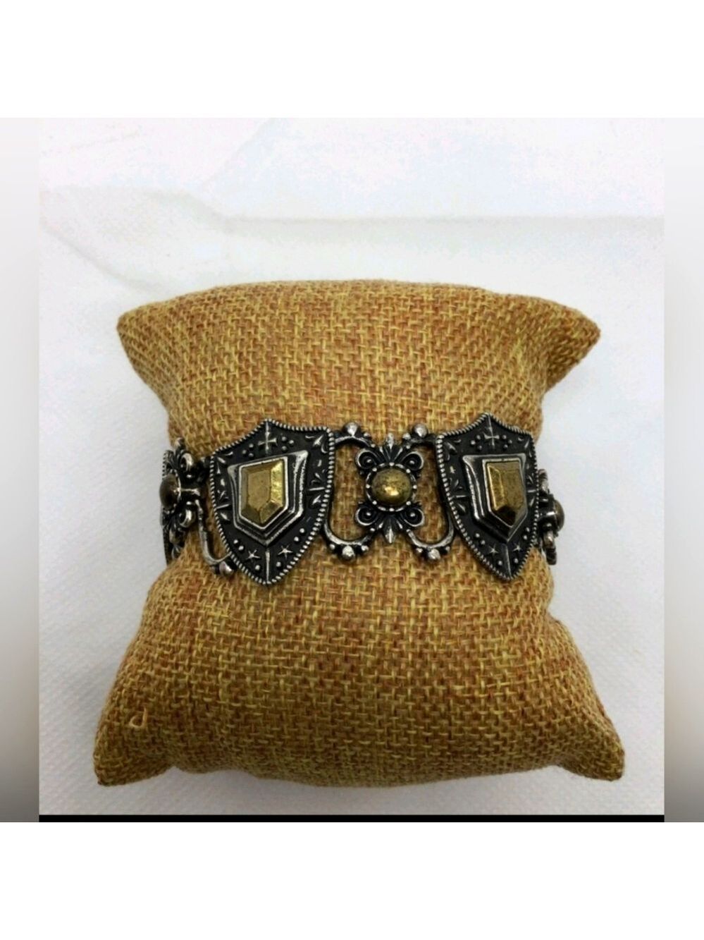 Lucky Brand Two-Tone Shield Link Bracelet 7"